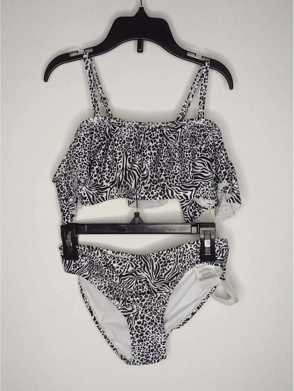 NWT Calvin Klein Girl's 2 Piece/Black,White Swimwear Size M(8-10)